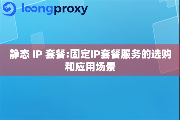 静态 IP 套餐:固定IP套餐服务的选购和应用场景