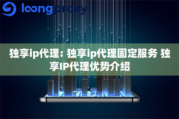 独享ip代理: 独享ip代理固定服务 独享IP代理优势介绍