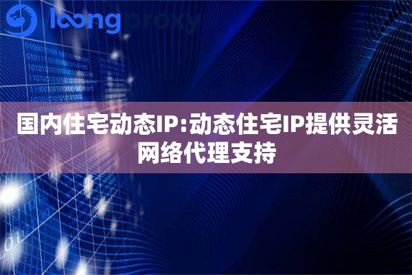 国内住宅动态IP:动态住宅IP提供灵活网络代理支持