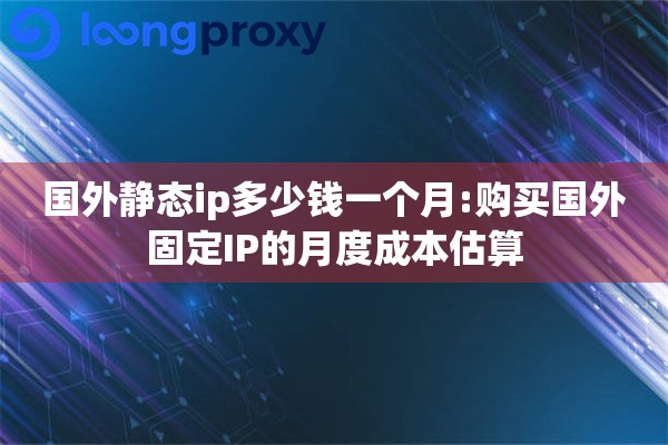 国外静态ip多少钱一个月:购买国外固定IP的月度成本估算