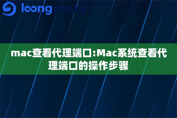mac查看代理端口:Mac系统查看代理端口的操作步骤