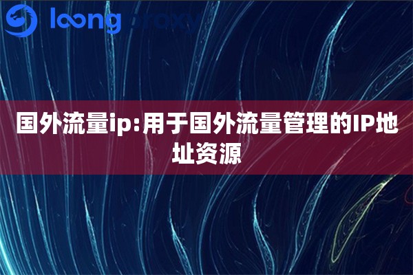 国外流量ip:用于国外流量管理的IP地址资源
