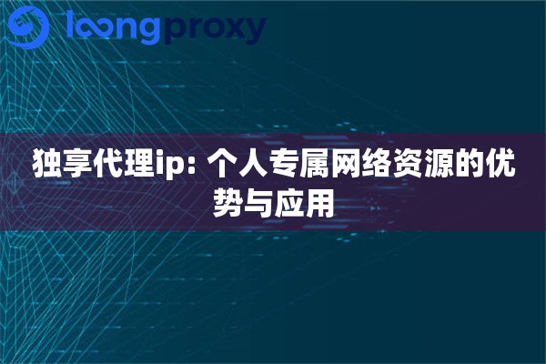 独享代理ip: 个人专属网络资源的优势与应用