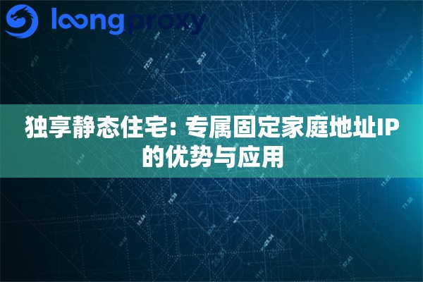 独享静态住宅: 专属固定家庭地址IP的优势与应用