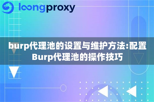 burp代理池的设置与维护方法:配置Burp代理池的操作技巧
