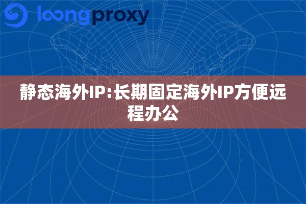 静态海外IP:长期固定海外IP方便远程办公