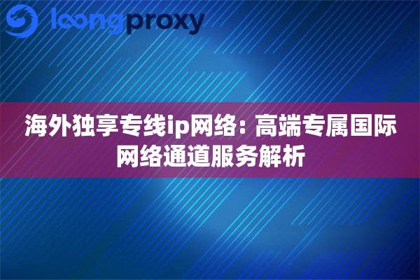 海外独享专线ip网络: 高端专属国际网络通道服务解析
