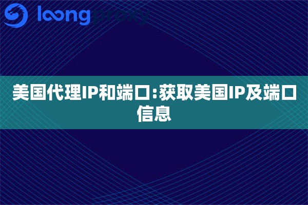 美国代理IP和端口:获取美国IP及端口信息