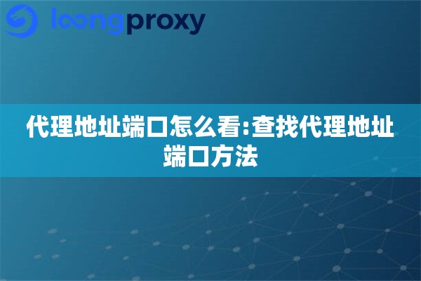 代理地址端口怎么看:查找代理地址端口方法