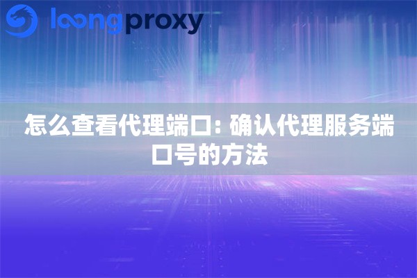 怎么查看代理端口: 确认代理服务端口号的方法