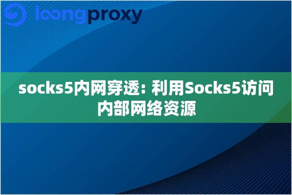 socks5内网穿透: 利用Socks5访问内部网络资源