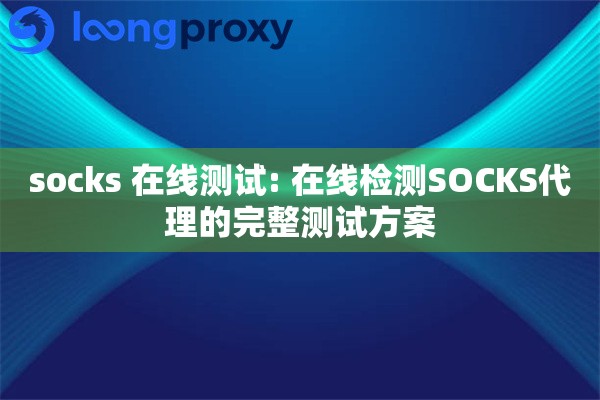socks 在线测试: 在线检测SOCKS代理的完整测试方案