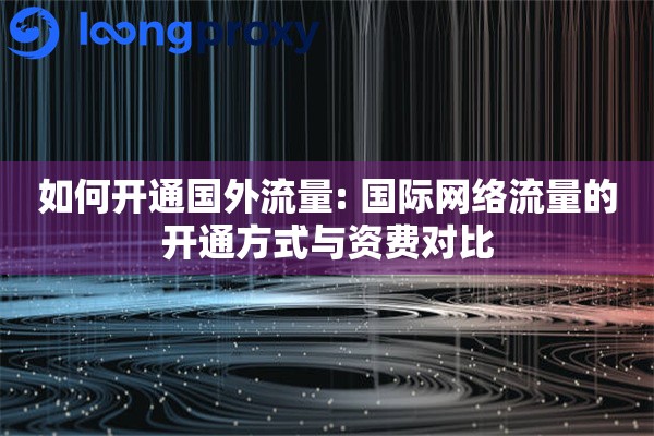 如何开通国外流量: 国际网络流量的开通方式与资费对比