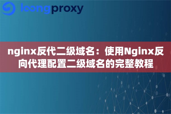 nginx反代二级域名：使用Nginx反向代理配置二级域名的完整教程
