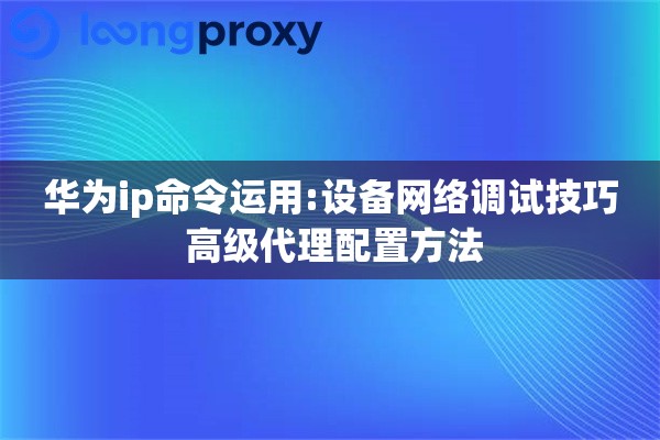 华为ip命令运用:设备网络调试技巧 高级代理配置方法
