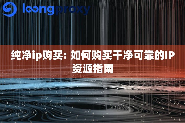 纯净ip购买: 如何购买干净可靠的IP资源指南