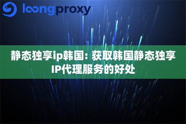 静态独享ip韩国: 获取韩国静态独享IP代理服务的好处