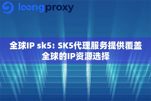 全球IP sk5: SK5代理服务提供覆盖全球的IP资源选择