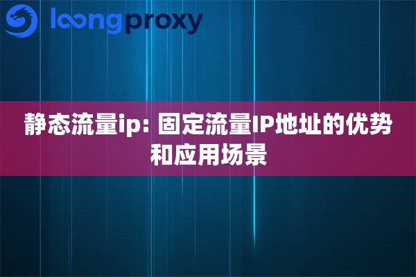 静态流量ip: 固定流量IP地址的优势和应用场景 静态流量ip: 固定流量IP地址的优势和应用场景