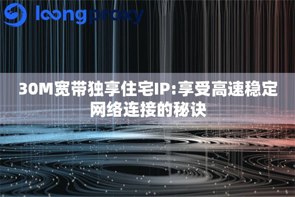 30M宽带独享住宅IP:享受高速稳定网络连接的秘诀