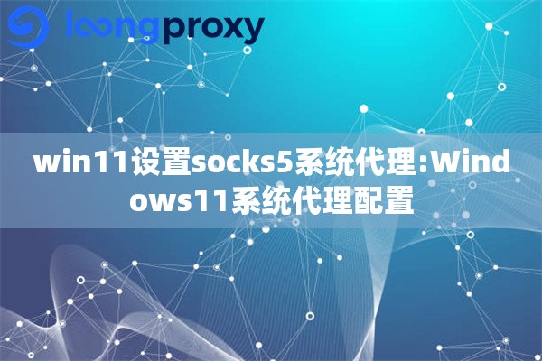 win11设置socks5系统代理:Windows11系统代理配置