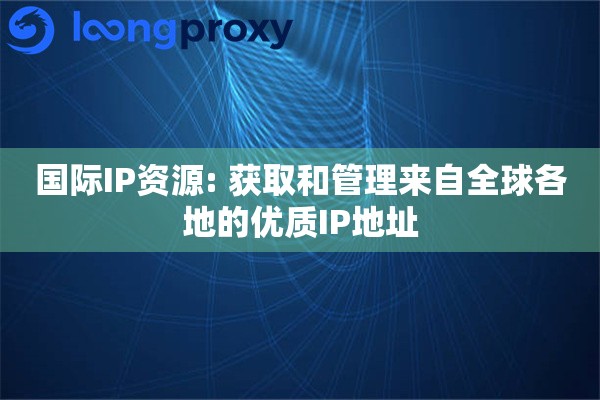 国际IP资源: 获取和管理来自全球各地的优质IP地址 国际IP资源: 获取和管理来自全球各地的优质IP地址