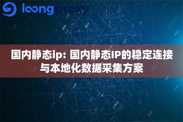 国内静态ip: 国内静态IP的稳定连接与本地化数据采集方案