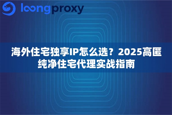 海外住宅独享IP怎么选？2025高匿纯净住宅代理实战指南