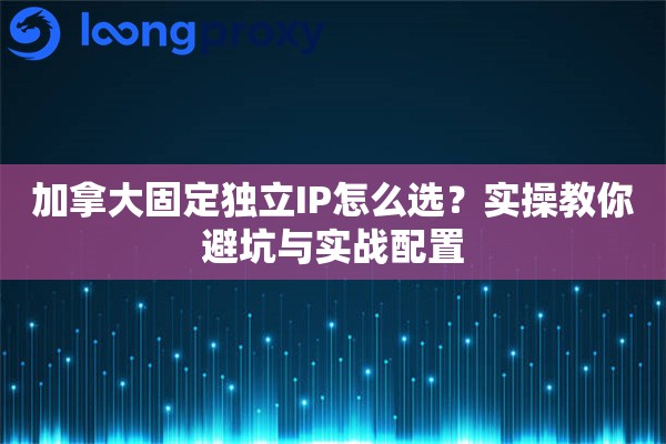加拿大固定独立IP怎么选？实操教你避坑与实战配置