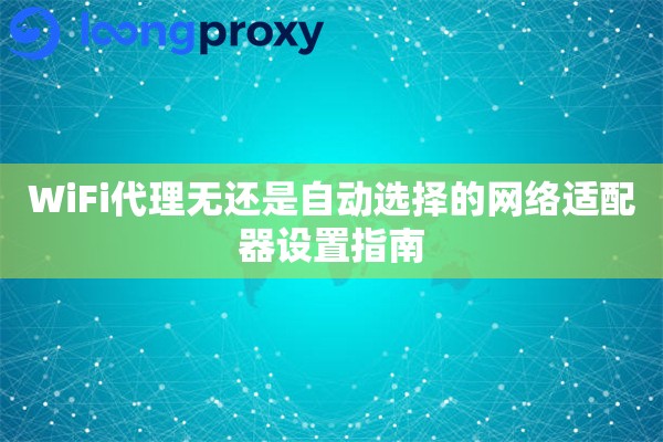 WiFi代理无还是自动选择的网络适配器设置指南 WiFi代理无还是自动选择的网络适配器设置指南