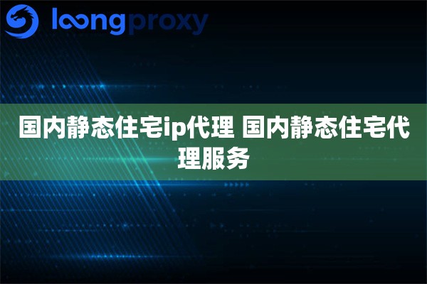 国内静态住宅ip代理 国内静态住宅代理服务