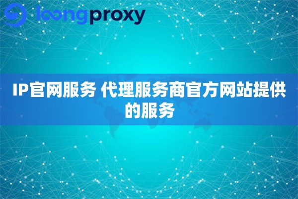 IP官网服务 代理服务商官方网站提供的服务