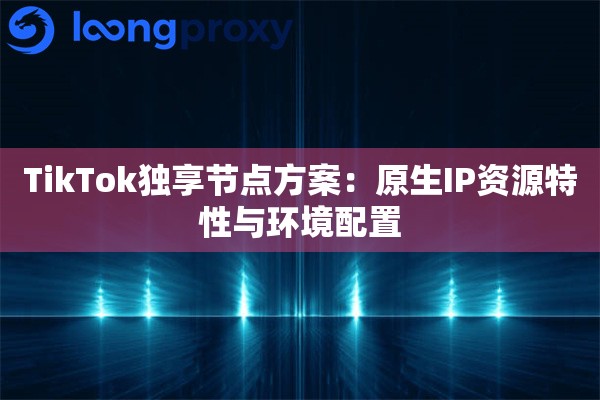 TikTok独享节点方案：原生IP资源特性与环境配置