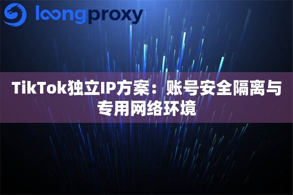 TikTok独立IP方案:账号安全隔离与专用网络环境 TikTok独立IP方案:账号安全隔离与专用网络环境