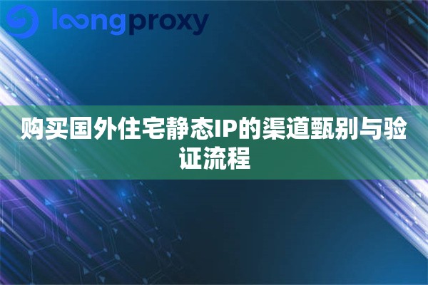 购买国外住宅静态IP的渠道甄别与验证流程 购买国外住宅静态IP的渠道甄别与验证流程