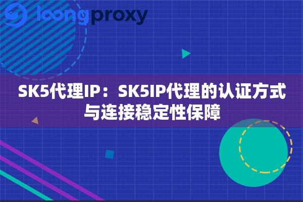 SK5代理IP：SK5IP代理的认证方式与连接稳定性保障