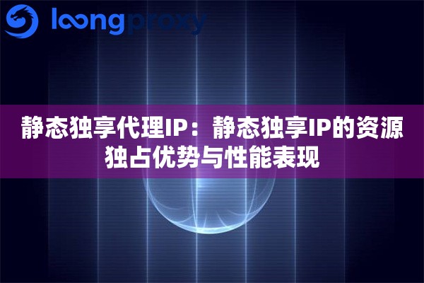静态独享代理IP：静态独享IP的资源独占优势与性能表现