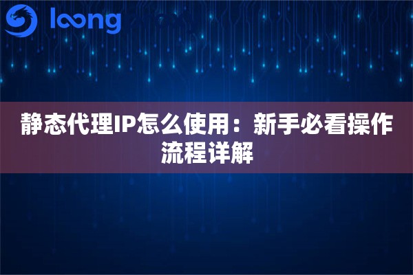 静态代理IP怎么使用:新手必看操作流程详解 静态代理IP怎么使用:新手必看操作流程详解
