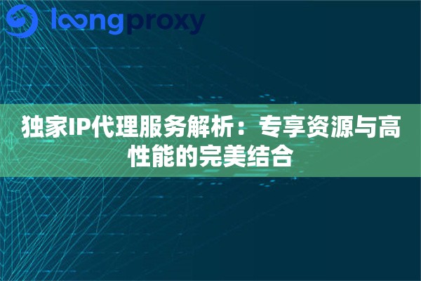 独家IP代理服务解析:专享资源与高性能的完美结合 独家IP代理服务解析:专享资源与高性能的完美结合