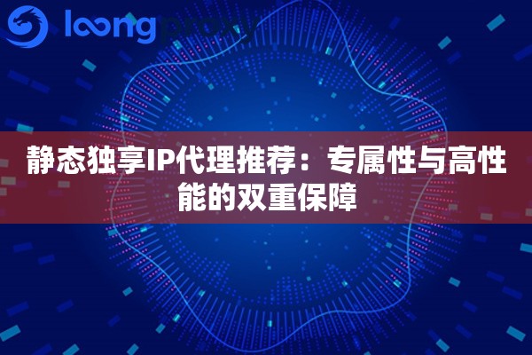 静态独享IP代理推荐：专属性与高性能的双重保障