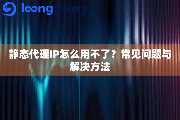 静态代理IP怎么用不了？常见问题与解决方法