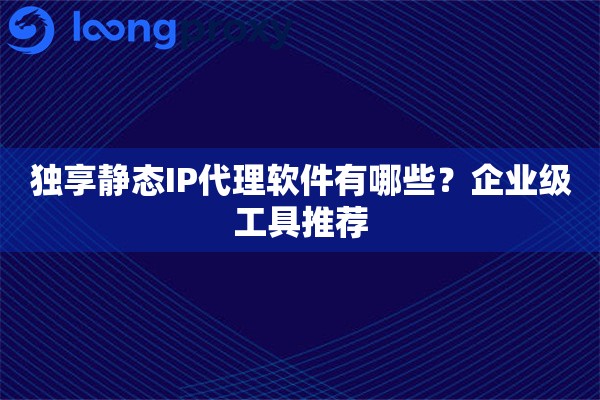 独享静态IP代理软件有哪些？企业级工具推荐