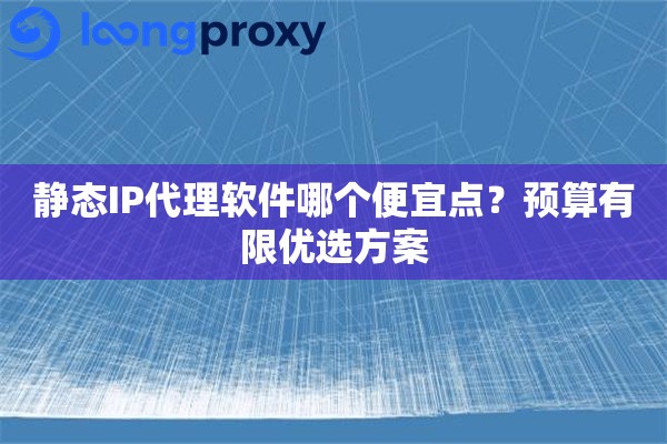 静态IP代理软件哪个便宜点?预算有限优选方案 静态IP代理软件哪个便宜点?预算有限优选方案