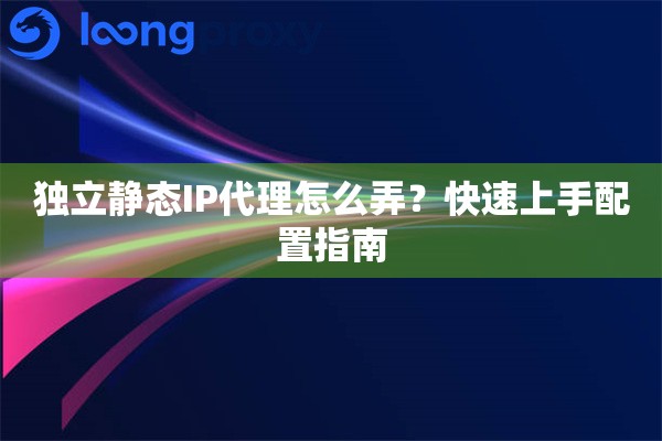独立静态IP代理怎么弄？快速上手配置指南