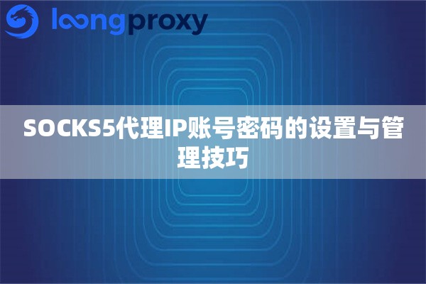 SOCKS5代理IP账号密码的设置与管理技巧 SOCKS5代理IP账号密码的设置与管理技巧