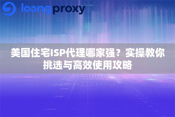 美国住宅ISP代理哪家强？实操教你挑选与高效使用攻略