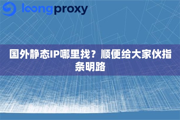 国外静态IP哪里找？顺便给大家伙指条明路