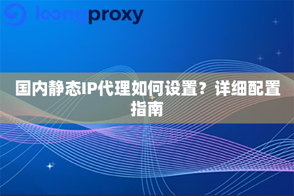 国内静态IP代理如何设置？详细配置指南