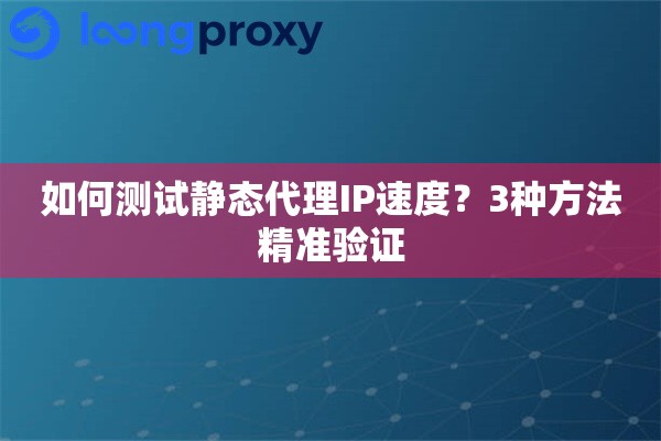 如何测试静态代理IP速度？3种方法精准验证