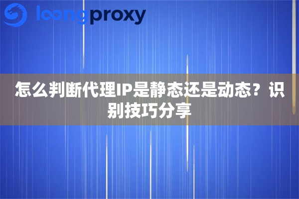 怎么判断代理IP是静态还是动态？识别技巧分享